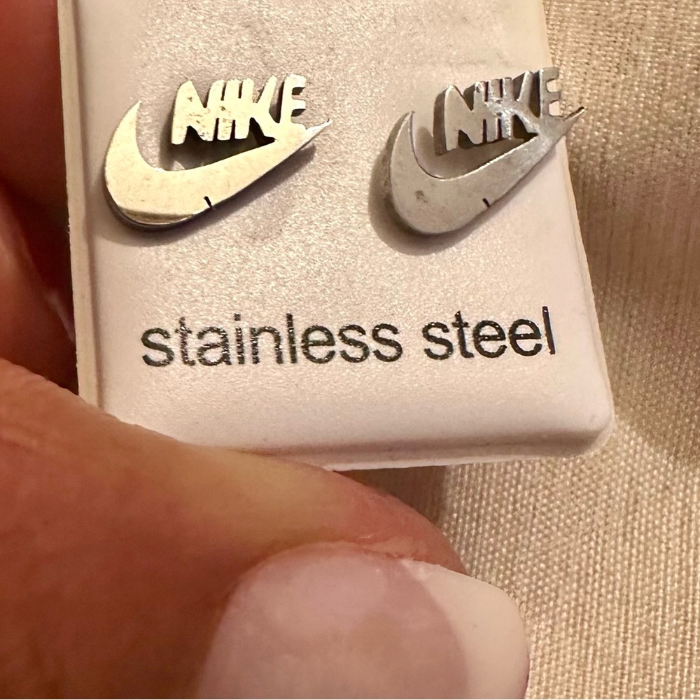 New (Only NIKE LEFT) Adidas or Nike Stainless Steele Logo Stud Earrings